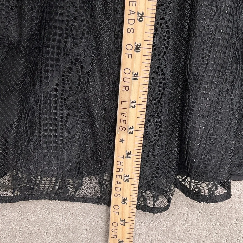 Express Dress Women XL Black Lace Long Sleeve Wrap Tie Sheer Party Elegant - Picture 12 of 13